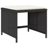 9 részes fekete polyrattan kerti étkezőgarnitúra párnákkal