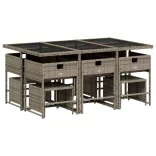 11 részes szürke polyrattan kerti ülőgarnitúra párnákkal