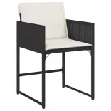 13 részes fekete polyrattan kerti ülőgarnitúra párnákkal