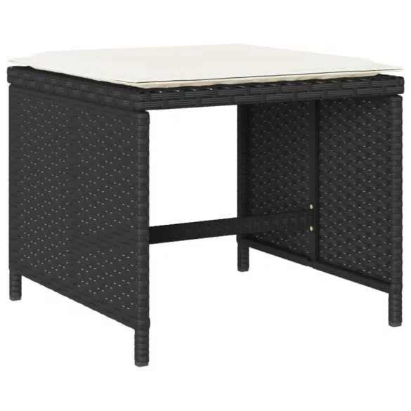 13 részes fekete polyrattan kerti ülőgarnitúra párnákkal