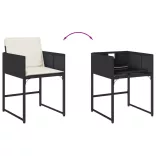 13 részes fekete polyrattan kerti ülőgarnitúra párnákkal