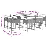 9 részes szürke polyrattan kerti étkezőgarnitúra párnával