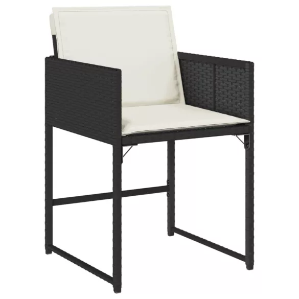 13 részes fekete polyrattan kerti ülőgarnitúra párnákkal