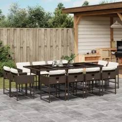   13 részes barna polyrattan kerti ülőgarnitúra párnákkal