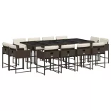 13 részes barna polyrattan kerti ülőgarnitúra párnákkal