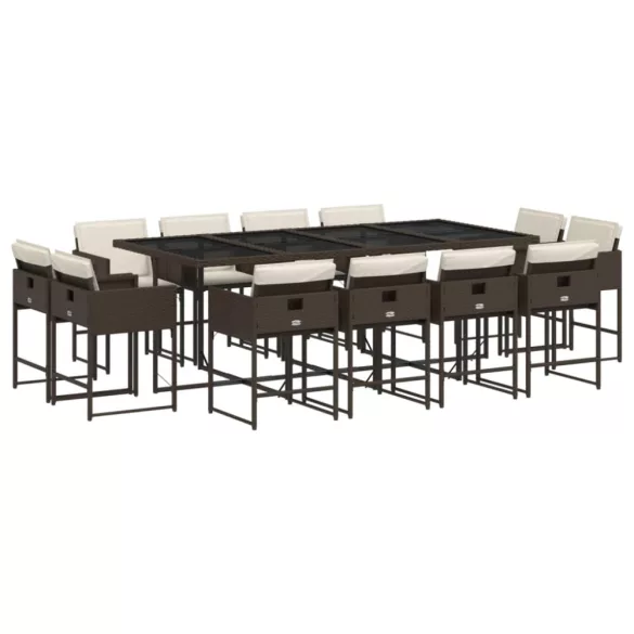 13 részes barna polyrattan kerti ülőgarnitúra párnákkal