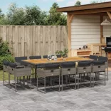 13 részes szürke polyrattan kerti ülőgarnitúra párnákkal