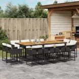 13 részes fekete polyrattan kerti ülőgarnitúra párnákkal