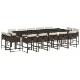 15 részes barna polyrattan kerti ülőgarnitúra párnákkal