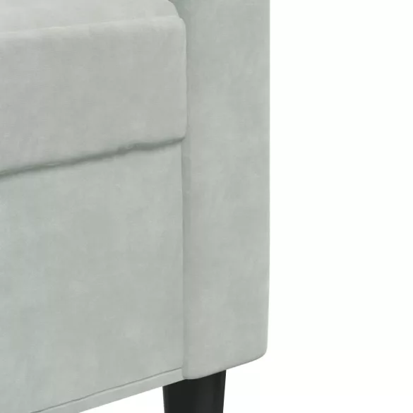 3 részes világosszürke bársony ülőgarnitúra párnákkal