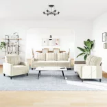 3 részes krém bársony ülőgarnitúra párnákkal