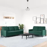 2 részes sötétzöld bársony ülőgarnitúra párnákkal