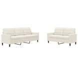 2 részes krém bársony ülőgarnitúra párnákkal