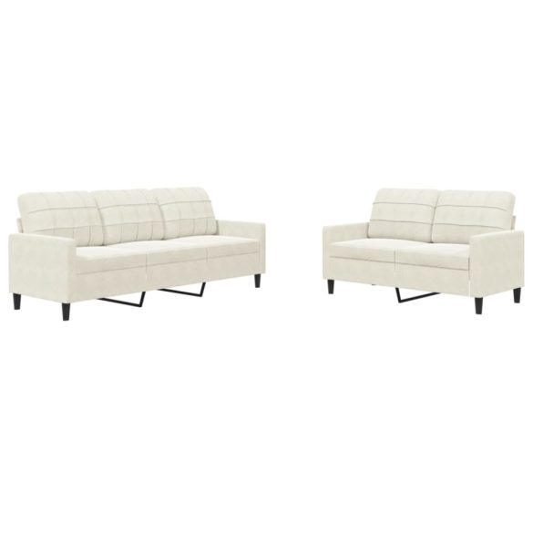 2 részes krém bársony ülőgarnitúra párnákkal