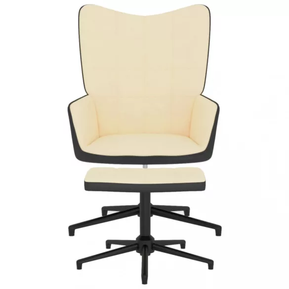 krémfehér bársony és PVC pihenőszék lábtartóval