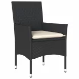 7 részes fekete polyrattan/üveg kerti étkezőgarnitúra párnával