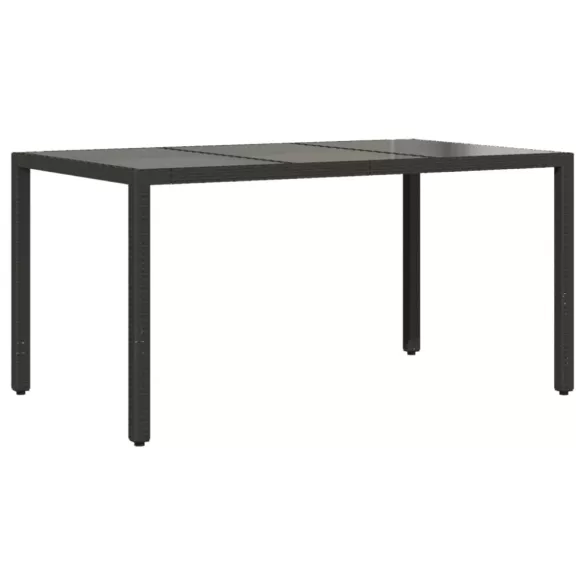 7 részes fekete polyrattan/üveg kerti étkezőgarnitúra párnával