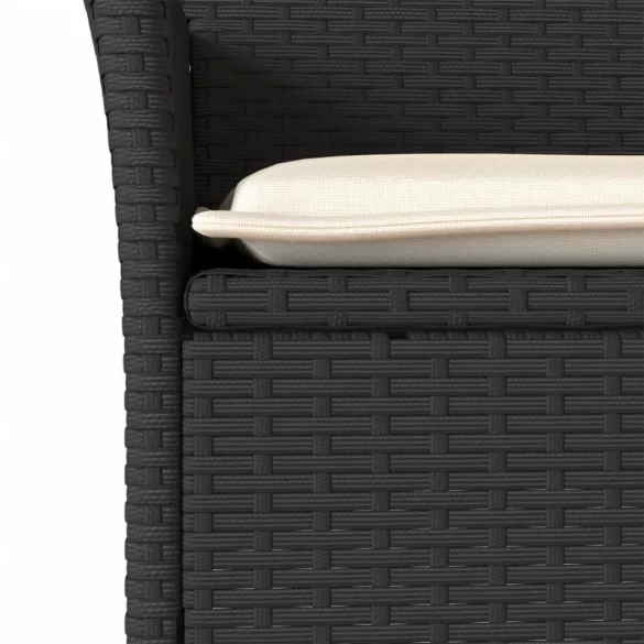 7 részes fekete polyrattan/üveg kerti étkezőgarnitúra párnával