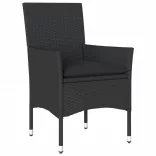 7 részes fekete polyrattan/üveg kerti étkezőgarnitúra párnával