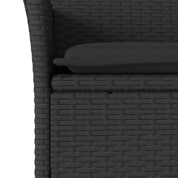 7 részes fekete polyrattan/üveg kerti étkezőgarnitúra párnával