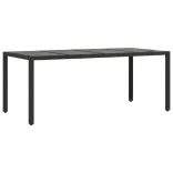 7 részes fekete polyrattan/üveg kerti étkezőgarnitúra párnával