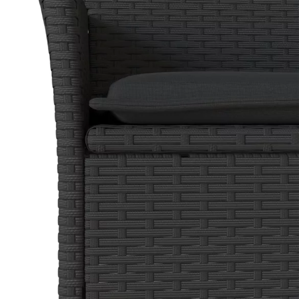 7 részes fekete polyrattan/üveg kerti étkezőgarnitúra párnával