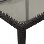 7 részes fekete polyrattan/üveg kerti étkezőgarnitúra párnával