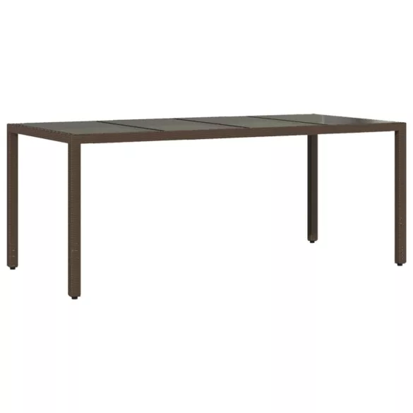 9 részes barna polyrattan/üveg kerti étkezőgarnitúra párnákkal