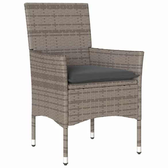 11 részes szürke polyrattan/üveg kerti ülőgarnitúra párnákkal