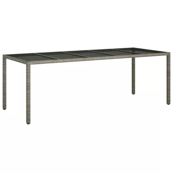 11 részes szürke polyrattan/üveg kerti ülőgarnitúra párnákkal