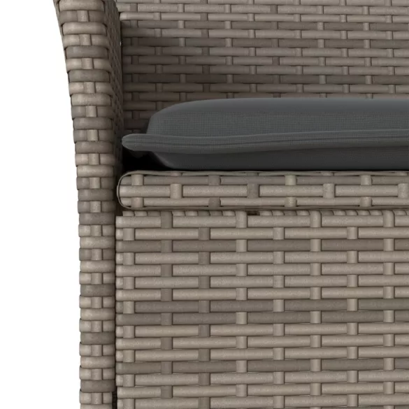 11 részes szürke polyrattan/üveg kerti ülőgarnitúra párnákkal