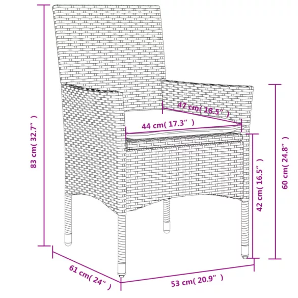 11 részes szürke polyrattan/üveg kerti ülőgarnitúra párnákkal