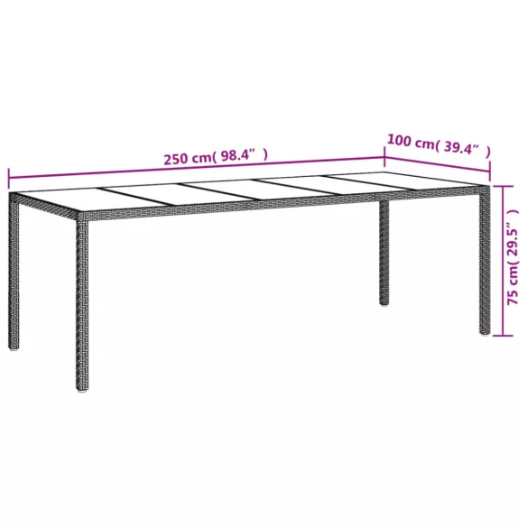 11 részes szürke polyrattan/üveg kerti ülőgarnitúra párnákkal
