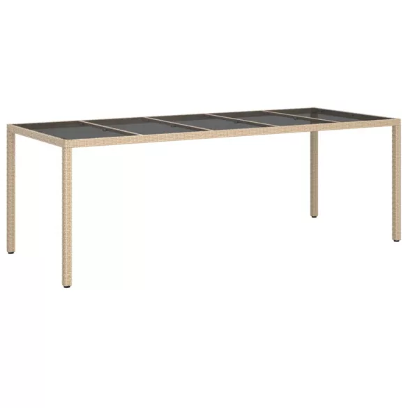 9 részes bézs polyrattan/üveg kerti étkezőgarnitúra párnákkal