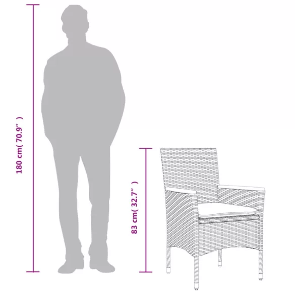 7 részes bézs polyrattan/akácfa kerti étkezőgarnitúra párnákkal