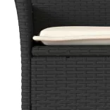 7 részes fekete polyrattan/üveg kerti étkezőgarnitúra párnával