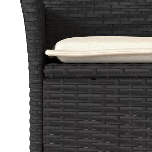 7 részes fekete polyrattan/üveg kerti étkezőgarnitúra párnával