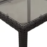 7 részes fekete polyrattan/üveg kerti étkezőgarnitúra párnával