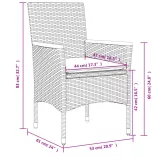 7 részes fekete polyrattan/üveg kerti étkezőgarnitúra párnával