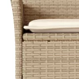 7 részes bézs polyrattan/akácfa kerti étkezőgarnitúra párnákkal