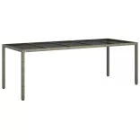 11 részes szürke polyrattan/üveg kerti ülőgarnitúra párnákkal