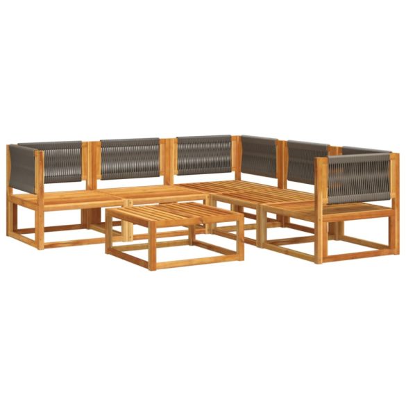 6 darabos kerti kanapégarnitúra párnákkal, akácfa és kötél