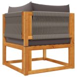 5 darabos kerti kanapégarnitúra párnákkal, akácfa és kötél