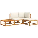 4 részes kerti kanapégarnitúra párnákkal, akácfa és kötél