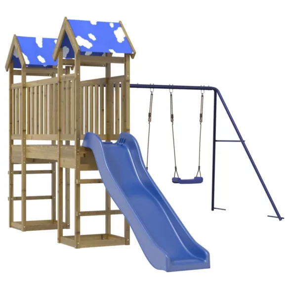 impregnált fenyőfa kültéri játszószett