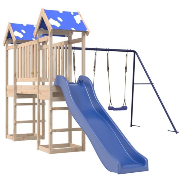 tömör fenyőfa kültéri játszószett