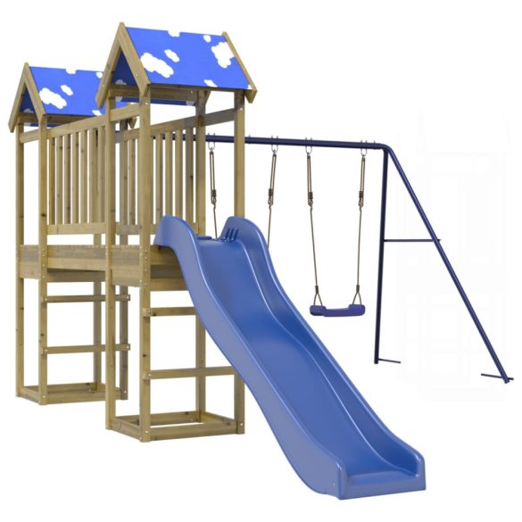 impregnált fenyőfa kültéri játszószett