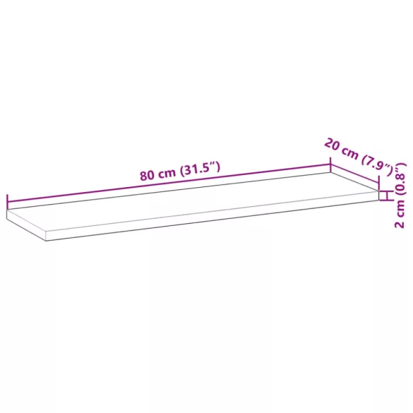 3 db kezeletlen tömör akácfa függőpolc 80 x 20 x 2 cm