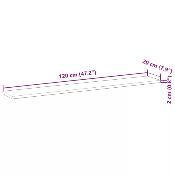 3 db kezeletlen tömör akácfa függőpolc 120 x 20 x 2 cm