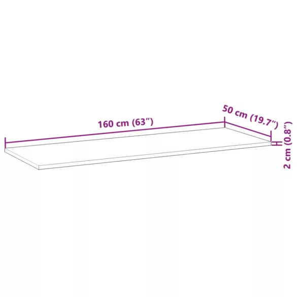 kezeletlen tömör akácfa íróasztallap 160 x 50 x 2 cm